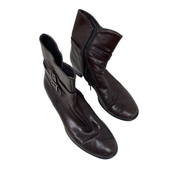 Arnold Churgin Womens Double Buckle Leather Side Zip Riding Boots Brown Size 41 - Picture 1 of 10
